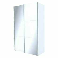 BAUHAUS Express Möbel Schwebetürenschrank Stars B X T X H: 150 X 68 X 236 Cm, Farbe Griff: Aluminiumfarben, Farbe Front: Weißglas, Farbe Korpus: Weiß