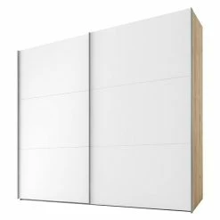 BAUHAUS Express Möbel Schwebetürenschrank Swift B X T X H: 200 X 68 X 216 Cm, Ohne Spiegel, Mit Zubehör, Farbe Front: Weiß, Farbe Korpus: Eiche Jackson