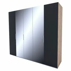 BAUHAUS Express Möbel Drehtürschrank Swift B X T X H: 250 X 58 X 216 Cm, Mit Spiegel, Ohne Zubehör, Farbe Front: Basalt, Farbe Korpus: Eiche Jackson