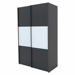 BAUHAUS Express Möbel Schwebetürenschrank Stars B X T X H: 150 X 68 X 236 Cm, Farbe Griff: Graphitfarben, Farbe Front: Graphit/Weiß, Farbe Korpus: Graphit