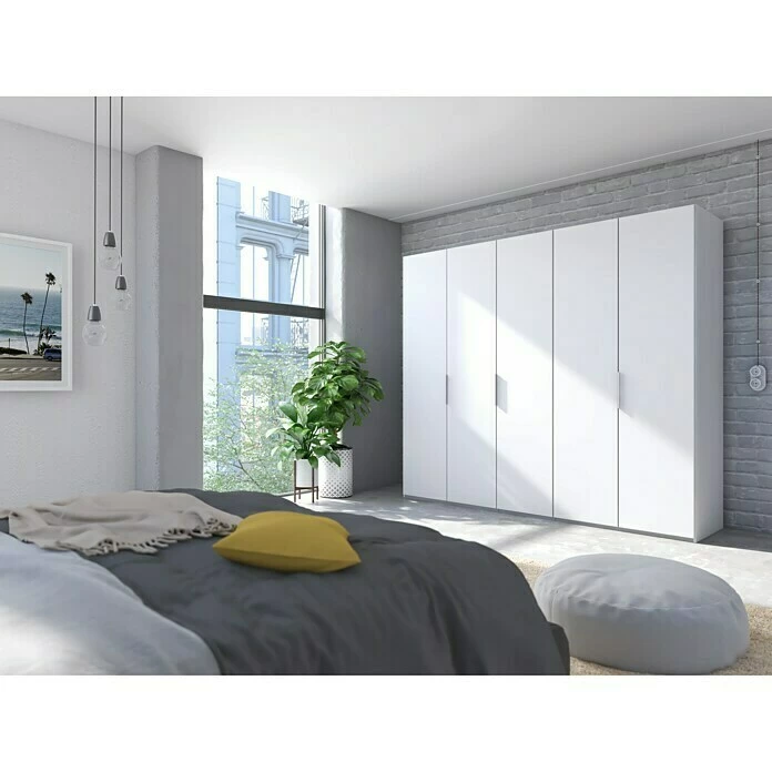 BAUHAUS Express Möbel Drehtürschrank Swift B X T X H: 250 X 58 X 216 Cm, Ohne Spiegel, Ohne Zubehör, Farbe Front: Weiß, Farbe Korpus: Weiß 3 BAUHAUS Express Möbel Drehtürschrank Swift B X T X H: 250 X 58 X 216 Cm, Ohne Spiegel, Ohne Zubehör, Farbe Front: Weiß, Farbe Korpus: Weiß – Bild 3