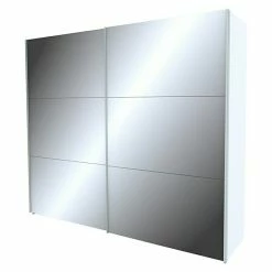 BAUHAUS Express Möbel Schwebetürenschrank Stars B X T X H: 250 X 68 X 236 Cm, Farbe Griff: Aluminiumfarben, Farbe Front: Spiegel, Farbe Korpus: Weiß