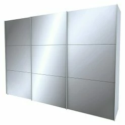 BAUHAUS Express Möbel Schwebetürenschrank Stars B X T X H: 300 X 68 X 216 Cm, Farbe Griff: Aluminiumfarben, Farbe Front: Seidengrauglas/Spiegel, Farbe Korpus: Seidengrau