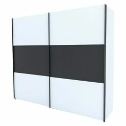 BAUHAUS Express Möbel Schwebetürenschrank Stars B X T X H: 250 X 68 X 216 Cm, Farbe Griff: Graphitfarben, Farbe Front: Weiß/Graphit, Farbe Korpus: Weiß