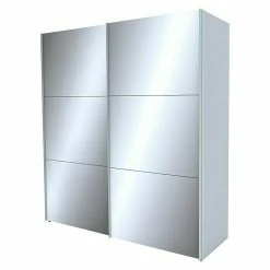 BAUHAUS Express Möbel Schwebetürenschrank Stars B X T X H: 200 X 68 X 236 Cm, Farbe Griff: Aluminiumfarben, Farbe Front: Seidengrauglas/Spiegel, Farbe Korpus: Seidengrau