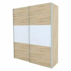 BAUHAUS Express Möbel Schwebetürenschrank Stars B X T X H: 200 X 68 X 236 Cm, Farbe Front: Eiche Sonoma/Weiß, Farbe Korpus: Eiche Sonoma