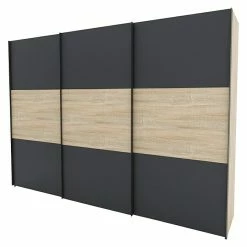 BAUHAUS Express Möbel Schwebetürenschrank Stars B X T X H: 300 X 68 X 216 Cm, Farbe Griff: Graphitfarben, Farbe Front: Graphit/Sonoma Eiche, Farbe Korpus: Sonoma Eiche