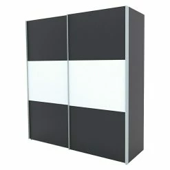 BAUHAUS Express Möbel Schwebetürenschrank Stars B X T X H: 200 X 68 X 216 Cm, Farbe Griff: Alufarben, Farbe Front: Graphit/Weiß, Farbe Korpus: Graphit