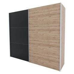 BAUHAUS Express Möbel Schwebetürenschrank Swift B X T X H: 250 X 68 X 216 Cm, Ohne Spiegel, Mit Zubehör, Farbe Front: Basalt/Eiche Jackson, Farbe Korpus: Eiche Jackson