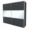 BAUHAUS Express Möbel Schwebetürenschrank Stars B X T X H: 250 X 68 X 236 Cm, Farbe Griff: Alufarben, Farbe Front: Graphit/Weißglas, Farbe Korpus: Graphit