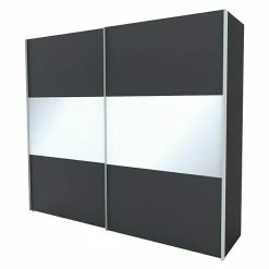 BAUHAUS Express Möbel Schwebetürenschrank Stars B X T X H: 250 X 68 X 236 Cm, Farbe Griff: Alufarben, Farbe Front: Graphit/Weißglas, Farbe Korpus: Graphit