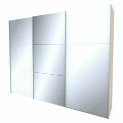 BAUHAUS Express Möbel Schwebetürenschrank Stars B X T X H: 300 X 68 X 236 Cm, Farbe Griff: Aluminiumfarben, Farbe Front: Weißglas/Spiegel, Farbe Korpus: Eiche Sonoma