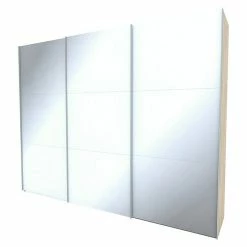 BAUHAUS Express Möbel Schwebetürenschrank Stars B X T X H: 300 X 68 X 236 Cm, Farbe Griff: Aluminiumfarben, Farbe Front: Weißglas, Farbe Korpus: Eiche Sonoma