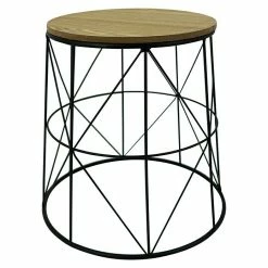 BAUHAUS Beistelltisch Ø X H: 35 X 36 Cm, Schwarz/Natur, Mangoholz