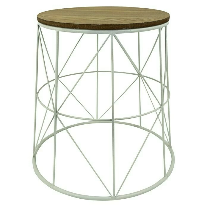 BAUHAUS Beistelltisch Ø X H: 38 X 40 Cm, Weiß/Natur, Mangoholz 1 BAUHAUS Beistelltisch Ø X H: 38 X 40 Cm, Weiß/Natur, Mangoholz