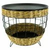 BAUHAUS Beistelltisch Polyrattan Ø X H: 40 X 30 Cm, Natur/Schwarz