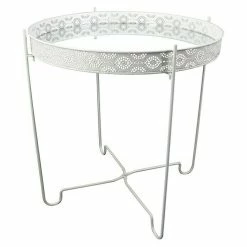 BAUHAUS Beistelltisch Mit Spiegelplatte Ø X H: 40 X 42,5 Cm, Weiß