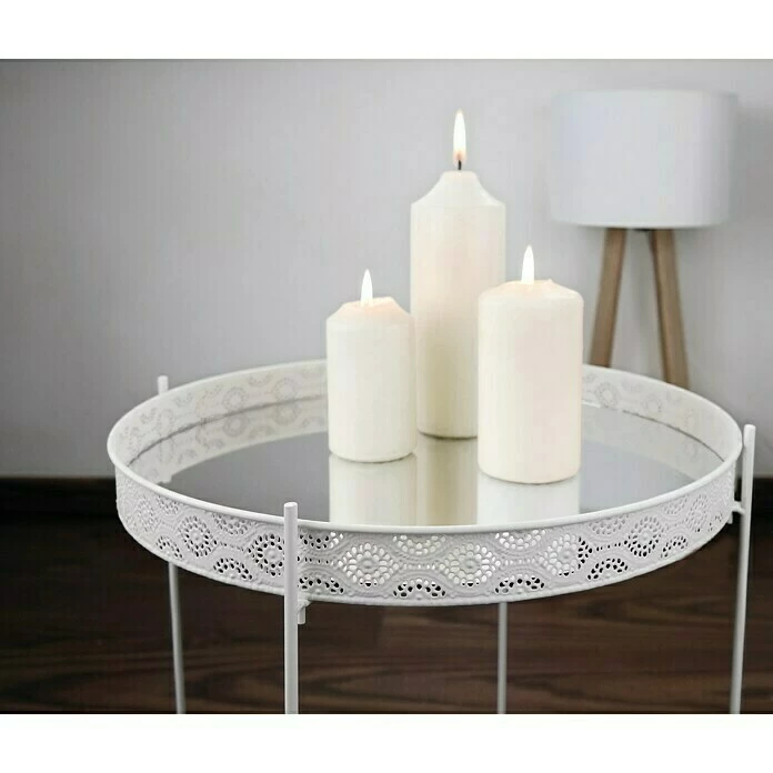 BAUHAUS Beistelltisch Mit Spiegelplatte Ø X H: 40 X 42,5 Cm, Weiß 2 BAUHAUS Beistelltisch Mit Spiegelplatte Ø X H: 40 X 42,5 Cm, Weiß – Bild 2