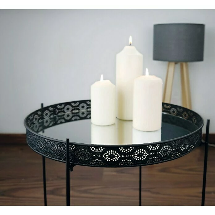 BAUHAUS Beistelltisch Mit Spiegelplatte Ø X H: 40 X 42,5 Cm, Schwarz 2 BAUHAUS Beistelltisch Mit Spiegelplatte Ø X H: 40 X 42,5 Cm, Schwarz – Bild 2