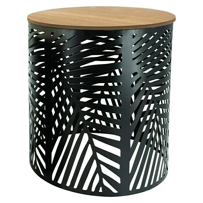BAUHAUS Beistelltisch Metalltonne Ø X H: 32 X 36 Cm, Schwarz/Natur 1 BAUHAUS Beistelltisch Metalltonne Ø X H: 32 X 36 Cm, Schwarz/Natur