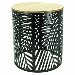 BAUHAUS Beistelltisch Metalltonne Blume Ø X H: 35 X 40 Cm, Metall, Schwarz