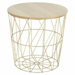 BAUHAUS Beistelltisch Ø X H: 38,5 X 39 Cm, Mitteldichte Holzfaserplatte (MDF), Gold/Natur