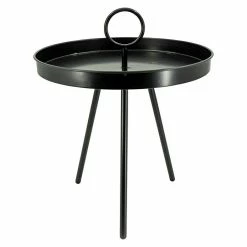 BAUHAUS Beistelltisch Mit Griff Ø X H: 40 X 60 Cm, Schwarz, Metall
