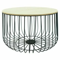 BAUHAUS Beistelltisch Ø X H: 53 X 33 Cm, Natur/Schwarz, Metall