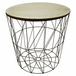 BAUHAUS Beistelltisch Ø X H: 29 X 31 Cm, Mitteldichte Holzfaserplatte (MDF), Kupfer/Natur