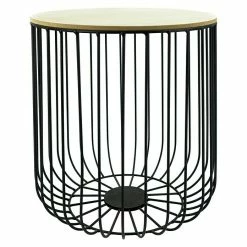 BAUHAUS Beistelltisch Ø X H: 36 X 41 Cm, Natur/Schwarz, Metall