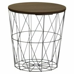 BAUHAUS Beistelltisch Korb Ø X H: 34 X 35 Cm, Dunkelbraun, Mitteldichte Holzfaserplatte (MDF)