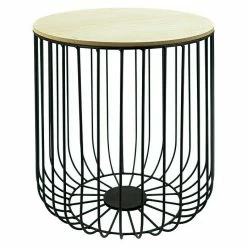 BAUHAUS Beistelltisch Ø X H: 30 X 38 Cm, Natur/Schwarz, Metall