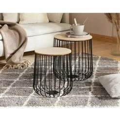 BAUHAUS Beistelltisch Ø X H: 30 X 38 Cm, Natur/Schwarz, Metall -Cheap Regale Store 12 3539