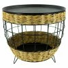 BAUHAUS Beistelltisch Polyrattan Ø X H: 50 X 45 Cm, Natur/Schwarz