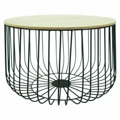 BAUHAUS Beistelltisch Ø X H: 63 X 37 Cm, Natur/Schwarz, Metall