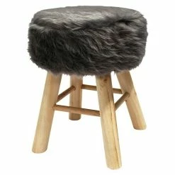 BAUHAUS Fellhocker Ø X H: 30 X 42 Cm, Grau, Material Bezug: Polyester