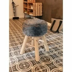 BAUHAUS Fellhocker Ø X H: 30 X 42 Cm, Grau, Material Bezug: Polyester -Cheap Regale Store 12 3756