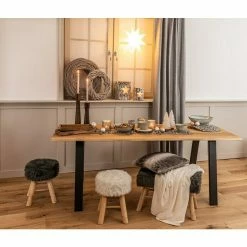 BAUHAUS Fellhocker Ø X H: 30 X 42 Cm, Grau, Material Bezug: Polyester -Cheap Regale Store 12 3757