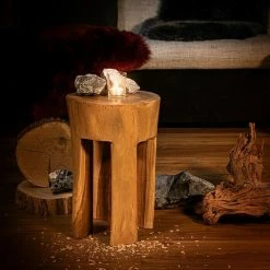 BAUHAUS Hocker Teak, Unbehandelt, Ø X H: 28 X 40 Cm -Cheap Regale Store 12 3847