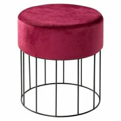 BAUHAUS Sitzhocker Rund Bordeaux, Ø X H: 36 X 41 Cm, Samt