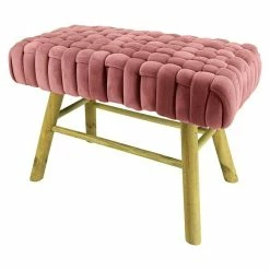 BAUHAUS Hocker Knoten 60 X 30 X 42 Cm, Rosa, Samt