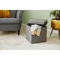 BAUHAUS Store It Premium Sitzhocker L X B X H: 37 X 37 X 41 Cm, Grau, Stoff -Cheap Regale Store 12 4051