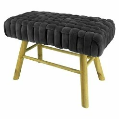BAUHAUS Hocker Knoten 60 X 30 X 42 Cm, Schwarz, Samt