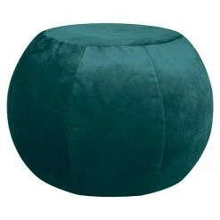 BAUHAUS Sitting Point Sitzhocker Plump Veluto Petrol, Ø X H: 45 X 50 Cm, 100 % Polyester