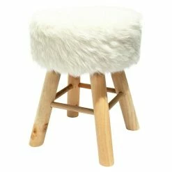 BAUHAUS Fellhocker Ø X H: 30 X 42 Cm, Weiß, Material Bezug: Polyester