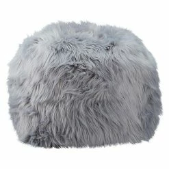 BAUHAUS Bodenkissen Dekofell-Pouf Langhaar Ø X H: 36 X 36 Cm, Grau, 80 % Polyacryl, 20 % Polyester