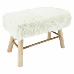 BAUHAUS Bank Kunstfell 60 X 30 X 42 Cm, Weiß