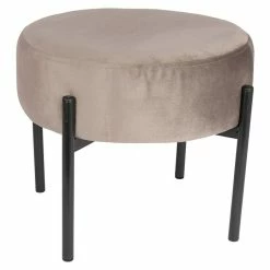 BAUHAUS Hocker Ø X H: 33 X 30 Cm, Grau, Samt