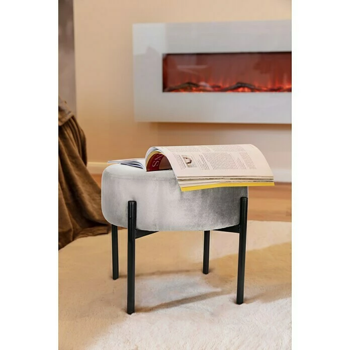 BAUHAUS Hocker Ø X H: 33 X 30 Cm, Grau, Samt 3 BAUHAUS Hocker Ø X H: 33 X 30 Cm, Grau, Samt – Bild 3