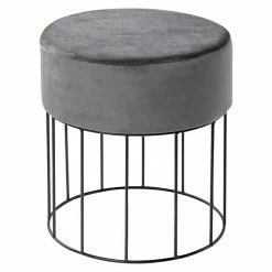 BAUHAUS Sitzhocker Rund Grau, Ø X H: 36 X 41 Cm, Samt